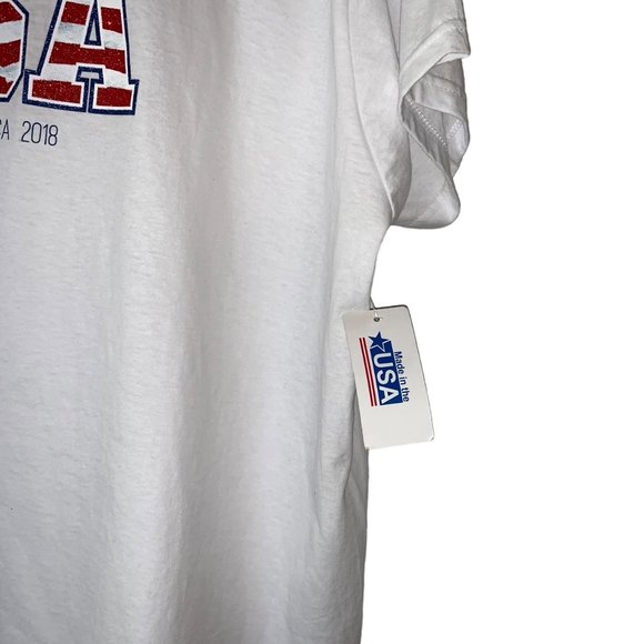 USA Made in America 2018 T Shirt Unisex Adult 2X White Sparkling USA Symbol New - Picture 5 of 5